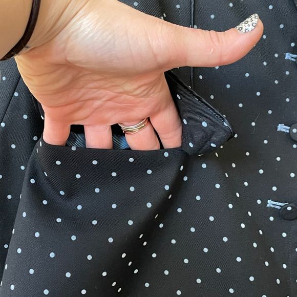 Rebecca Taylor Polka Dot Black & Blue Wool Blend Blazer Jacket size 8rebe - Picture 7 of 7